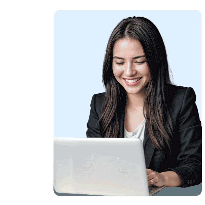 Professional woman working on laptop filing 1099 forms online